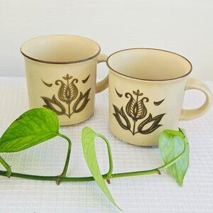 3/$55🥳 Vintage Mid Century Stoneware Coffee Mugs – Set of 2, 8 oz